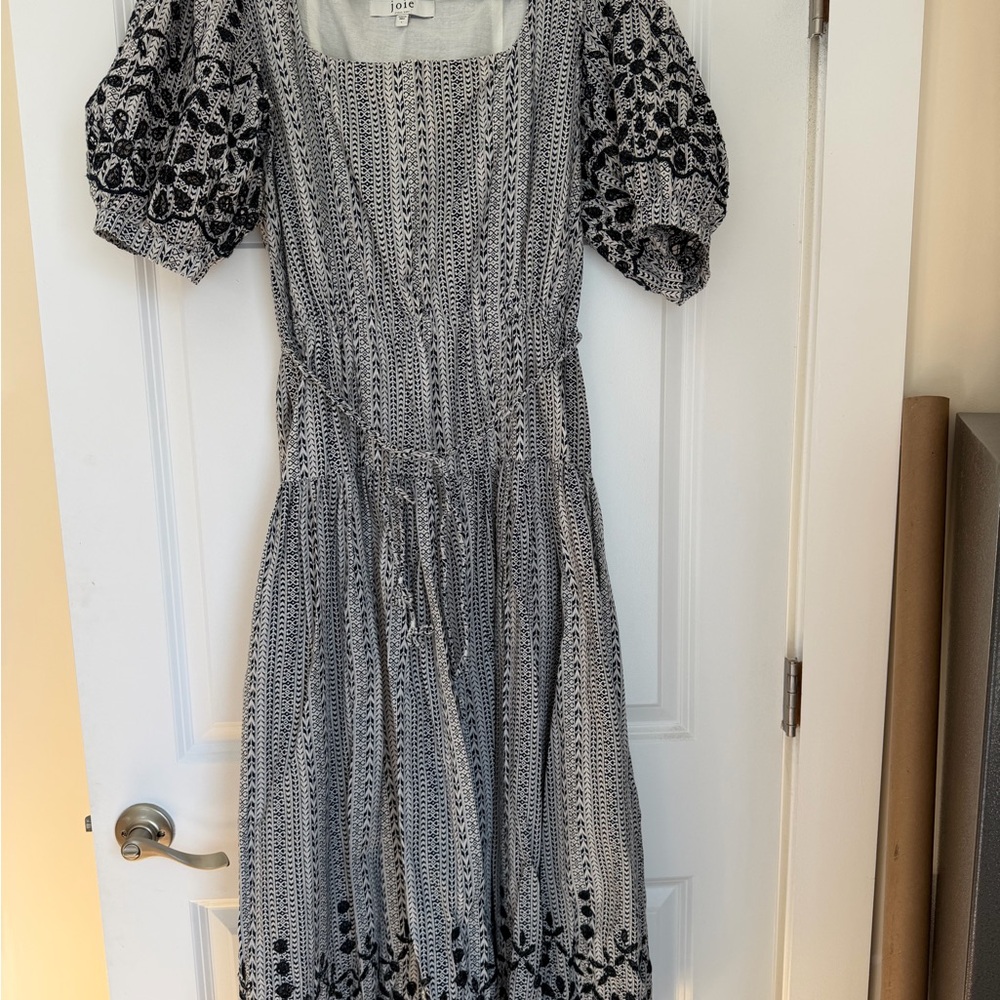 Joie Nashua Black and White Long Sleeve Dress large